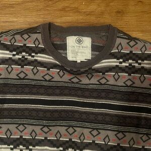 On The Byas Grey Patterned Crewneck Sweater